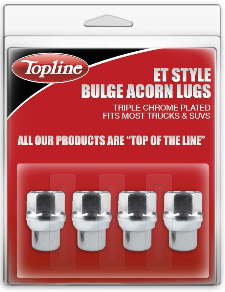 PRODUTOS TOPLINE C7808-0-4P | Premium Chrome et Style Open End Bulge Acorn Lugs | 12x1.75 R.H. Tamanho da linha | 3/4 Hex | 1,00