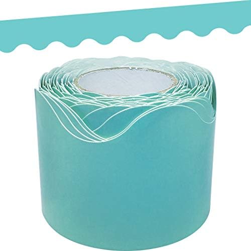 Professor criou Recursos Recursos Turquesa Light Turquoise Rolded Borda Border Grod - 50ft - decore quadros de avisos, paredes, mesas, janelas, portas, armários, escolas, salas de aula, escola e escritórios em casa e escritórios