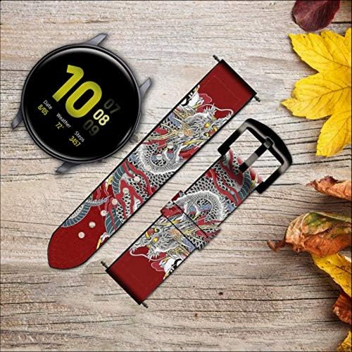 CA0231 Yakuza Dragon Tattoo Leather & Silicone Smart Watch Band Strap for Samsung Galaxy Watch, Watch3 Active, Active2,