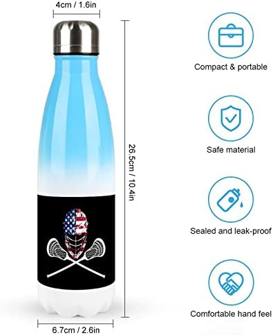 Bandeira do capacete de lacrosse 17oz Sport Sport Water Bottle Bottle Stainless Aço aço a vácuo Formulário de esportes reutilizáveis ​​em forma de cola
