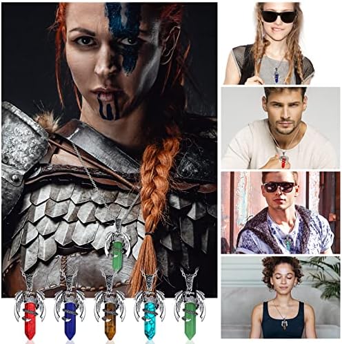 Yinkin 12 peças Colar de dragão para homens Mulheres colar de pedra de cristal Dragão embrulhado Chakra Reiki Colar de pedra preciosa