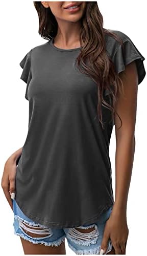 lcepcy abaixa de manga curta de túnica top top casual camisas de pescoço redondo de verão tops elegantes para mulheres