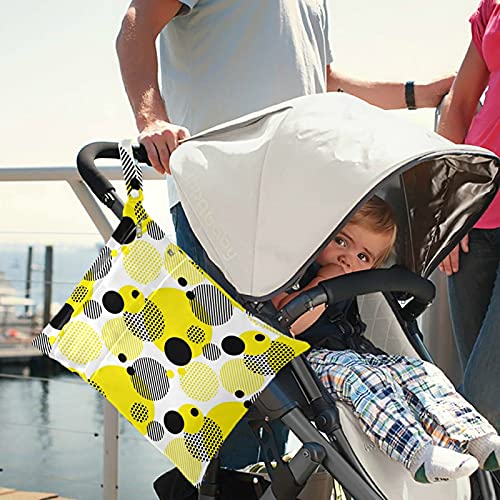 VISESUNNY BLATE AMARELO REONCIONAL SACO DE MOLHA DE 2PCS com bolsos com zíper Saco de fraldas espaçosas reutilizáveis ​​para viajar, praia, creche, carrinho, fraldas, roupas de ginástica sujas, roupas de banho molhadas, produtos de higiene pessoal