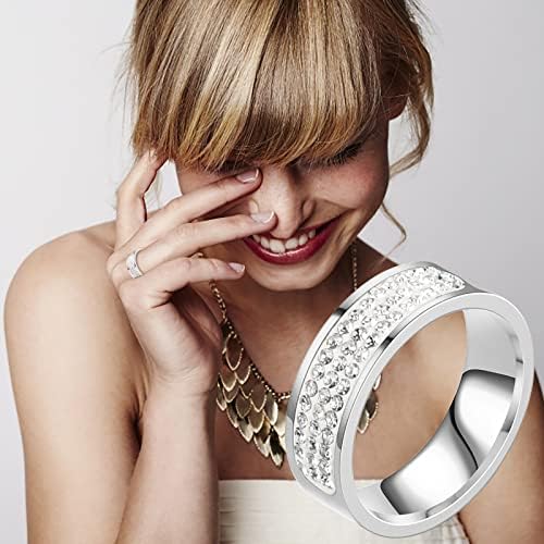 Mulheres anéis de noivado Round Cut Zircon Rings Wedding Jewelry Aço inoxidável anéis de diamante completo para mulheres anéis de anel de casal anéis