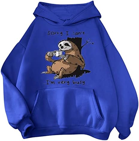 Kuaileya Mulheres Hoodies Capuz de moletom fofo para meninas adolescentes Capuz de moletom para mulheres soltas Faixa