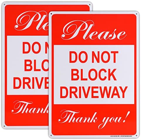 2pack não bloqueie o sinal da entrada de automóveis, 10 x 14 sem sinal de estacionamento, por favor, não bloqueie o sinal de agradecimento, feito de .040 alumínio sem ferrugem, reflexivo, protegido por UV e resistência ao desbotamento e fácil