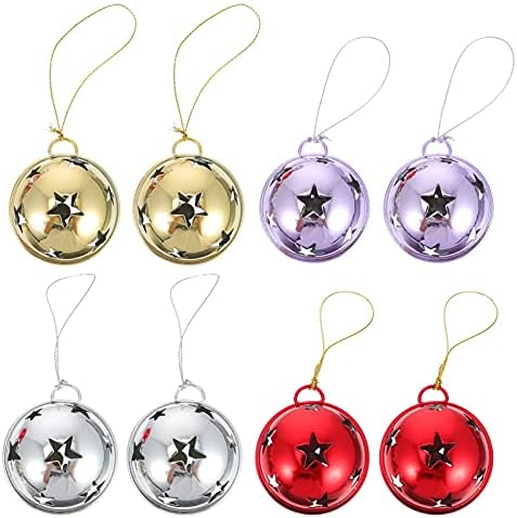 Winomo Metal Trim Metal Corte de Natal Jingle Bell: 8pcs 7cm Sleigh Bell Ornament Decorações de árvores de Natal para Keychain