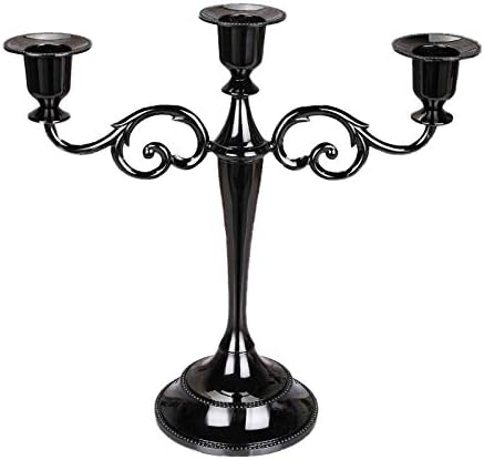 Liga de zinco Candelabra Christmas 3 Arms Standing Candelabra Black Height 10.64in/27cm Candelas para mesas para decoração