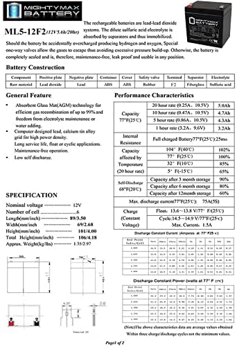 12V 5AH F2 Bateria de substituição do SLA para APC Smartups SURTA3000XL - 9 pacote