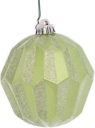 Vickerman 5 Bola de ornamento de Natal, Celadon Glitter acabamento, plástico à prova de quebra, decoração de árvore