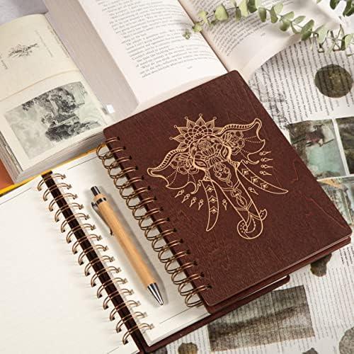 Elephant Journal for Writing, Wooden Spiral Journal for Mulher Men, Elephant Gifts for Women, Friends Feminino, Filha, Irmã, Professores - Notebook Premium Writing, Notebook