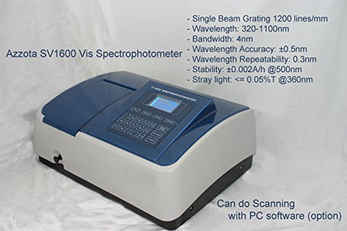 Azzta SV-1600, espectrofotômetros visíveis avançados de 4 nm, faixa de comprimento de onda: 320-1100nm
