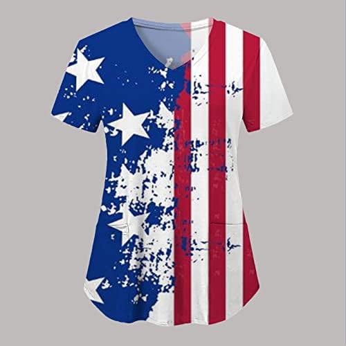 4 de julho Camisas para Women USA FLAND SMAND SMANEVE VSHIRT DE PESCO