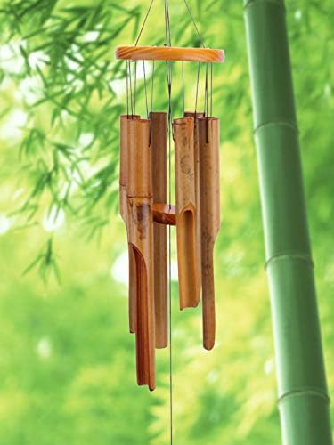 Afirst Winding Wind sinos ao ar livre, sinos de vento de bambu com tom profundo para o pátio de decoração do jardim, som bonito