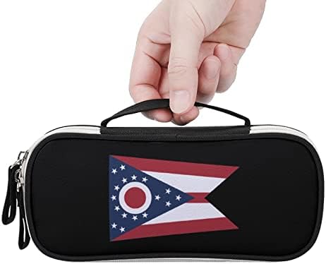 Vintage Ohio State America Flag Pen Case Pen Saco portátil com Zip Travel Makeup Bag Organizadores de papelaria para o escritório