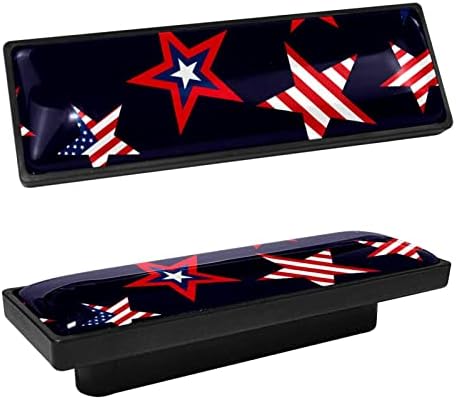 4 botões de embalagens para gavetas de cômodas de cômoda de 3,6 polegadas Pull Pull Gaveta Hardware decorativo para armário de guarda -roupa de cozinha, American Flag Stars Padrão