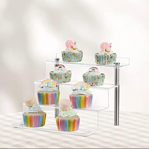 Prateleira de riser acrílica cecólica Stand de exibição transparente para figuras pop colecionáveis, cupcakes, perfumes,
