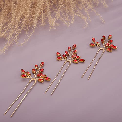 Chargances 3pcs Crystal Wedding Hair Pins Gold Rhinestone Hair pinos de cabelo de noiva artesanal para mulheres Meninas Damas de honra