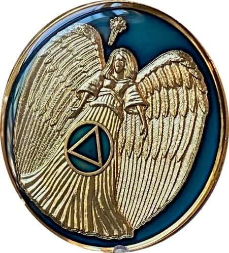 Grande Midnight Blue Guardian Angel Triangle AA Medallion 1,5 Tamanho Tri-Placa Sobriedade Chip