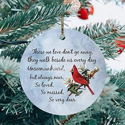 Aqueles que amamos Don't Go Away - Presente de Decorações de Árvores de Natal de 3 Memorial com Pássaro Cardinal Red - lembrança de