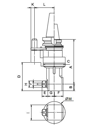 Segure a cabeça do ângulo bem compacto, BT50.4000 RPM máx.