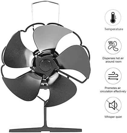 Uongfi 5-Blades Firplace Fan Foot Foot Fan Durável Silent Fan para Wood Log Burner Home Casa Distribuição de calor ventilador