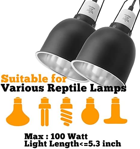 Luminária de répteis tekizoo capa de refletor óptico de alumínio de 5,5 polegadas de profundidade para habitat de tartaruga e terrários de vidro de tanque de répteis