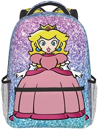 Milcokx Princess Peach Mackpack para Backpack da escola para meninos e meninas para homens e mulheres viagens de mochila laptop