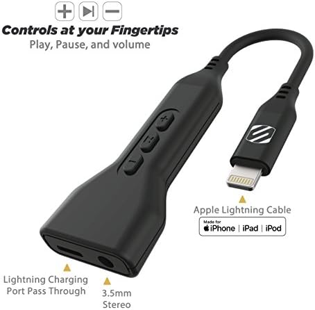 SCOSCHE I3AAP STRIKELINE Adaptador de fones de ouvido com porta de entrada e carregamento de 3,5 mm para dispositivos de raios