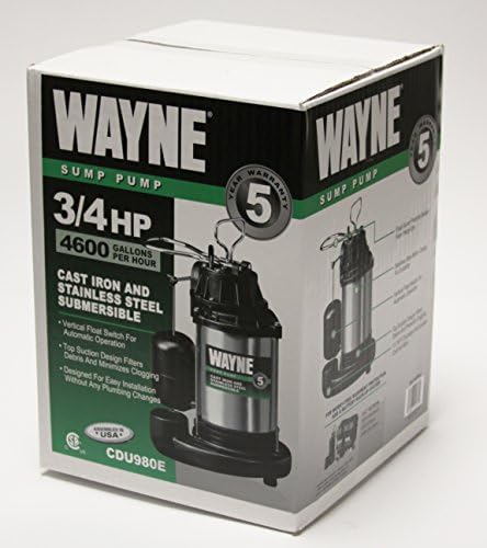 Wayne 1 hp submersível ferro fundido e bomba de poço de aço inoxidável com interruptor de flutuação vertical integrado e 3/4