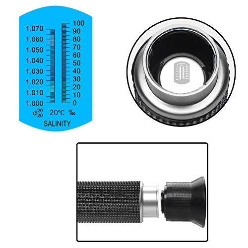 Refratômetro de salinidade premium com compensação automática de temperatura para água salgada, aquário, teste de tanque de recife marinho - escala dupla