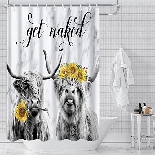 Cortina de chuveiro de girassol earliyam, cortina de chuveiro 32x71inch decorativa em cortina de banheiro rural de banheiro rural para banheiro para decoração de banheiro