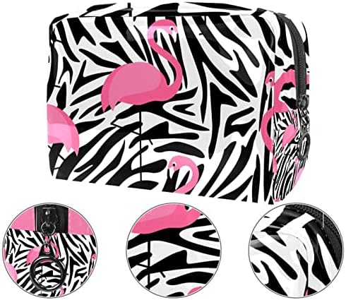 Saco de higiene pessoal Kit DOPP pendurado para homens Saco de barbear resistente à água para viajar, Zebra flamingo moderno