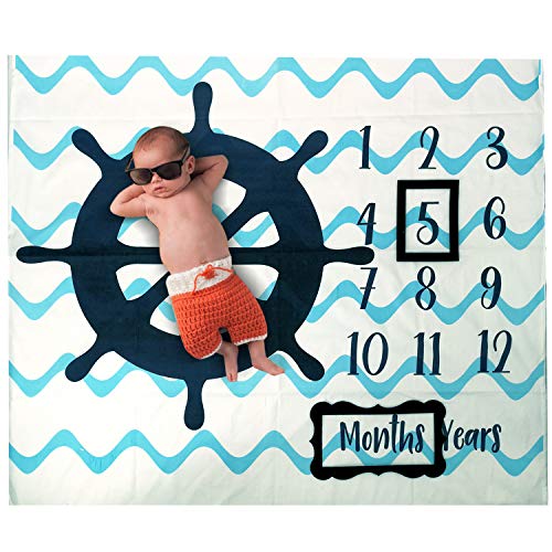 Baby Monthly Milestone Photo Blanket | Month Baby Blain para fotos- náutico