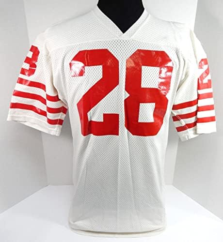 Final dos anos 80 no início dos anos 90, San Francisco 49ers #28 Game usou White Jersey 44 747 - Jerseys não assinados da NFL usada