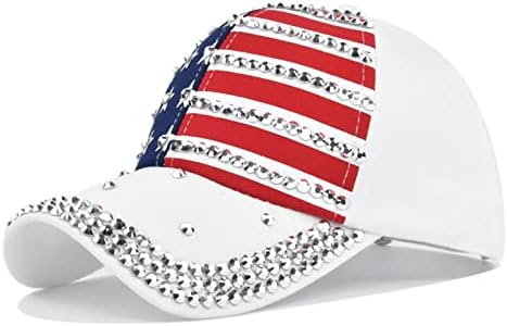Moda Rhinestone Baseball Caps for Men Women Hip-Hop Ajustável Cap de esportes casuais respiráveis ​​com a bandeira dos EUA