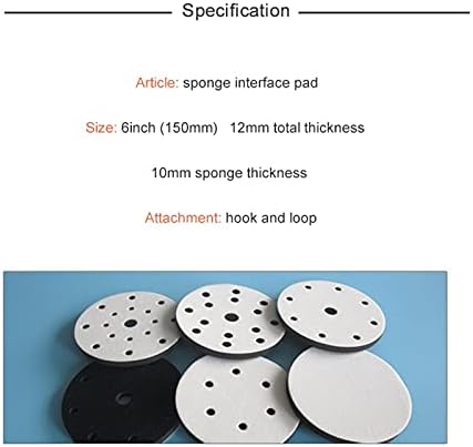 Lixa de lixa de lixeira esponja escova de interface macia almofada de 6 de 17 buracos de 150 mm de amortecimento de almofada de almofada de esponja e proteção, usada para discos de gancho e retificação