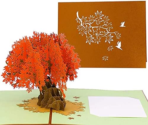 Poplife Orange Maple Tree 3D Pop Up Card - aniversário, cartão de aniversário pop -up, obrigado, parabéns, Valentine - para
