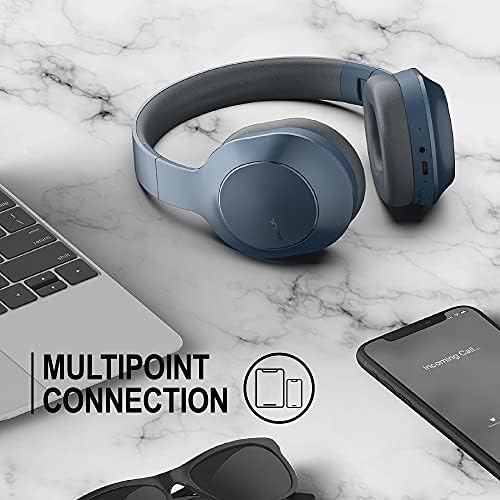 New Soul Emotion Max - Ruído ativo cancelando fones de ouvido sem fio com conexão multiponto, azul