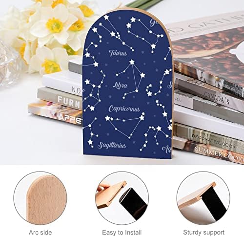 12 Constellation Universe Galaxy Wooden Bookennds não esquisitos livros de livros Livro Livro Ends suporta prateleiras de estantes