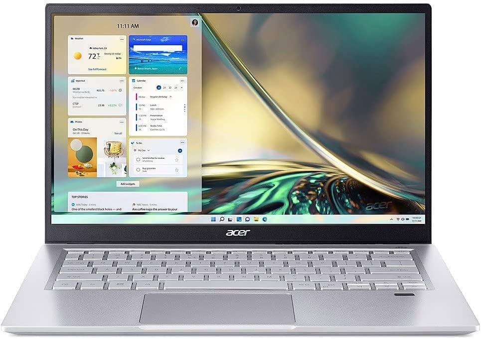 Acer 2023 mais recente Swift 3 Intel evo laptop fino e leve, tela de 14 FHD, Intel Core i7-1165g7, 8gb LPDDR4X, 512 GB SSD, Intel Iris XE Graphics, Reader Finger Print, Windows 11, Silencioso Siliver Sparky