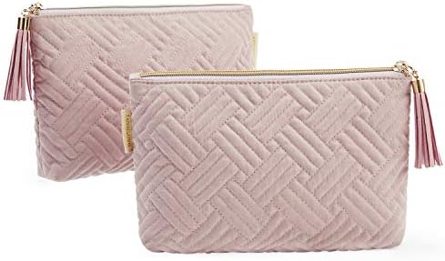 Bagsmart Small Cosmetic Bag, sacos de maquiagem rosa 2pcs, bolsa de maquiagem para bolsa, organizador cosmético de viagem