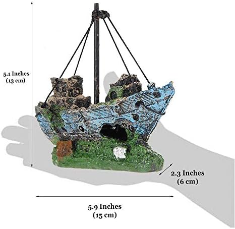 Ornamento de barco de resina de aquário Slocme - Decorações de naufrágio de tanques de peixes Ornamento de navio afundado,