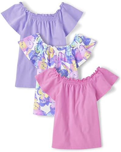 The Children's Place Firls 'Sleeve Smocked Tops 3 pacote