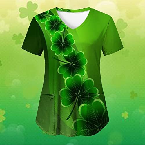 Camisa do Dia de São Patrício feminino Irlanda Green Crewneck de manga curta Tops Tops Lady Workwear T Túnicas de Blouses Dressy