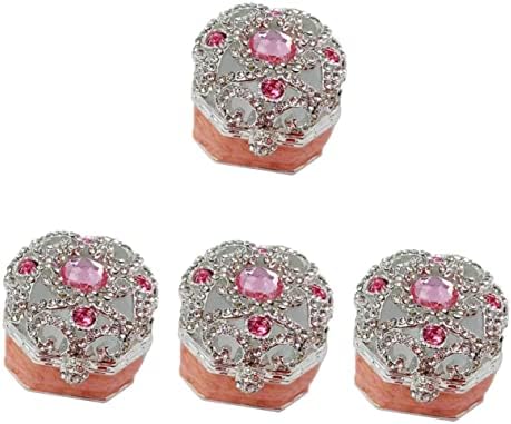 ABAODAM 4PCS Caixa de joias octogonais Crafts de jóias de liga rosa