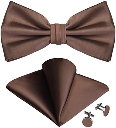 Gusleson cor sólida embrulhada incomum gravata pré-amarrada e punho de bolso conjunto de punho quadrado com caixa de presente