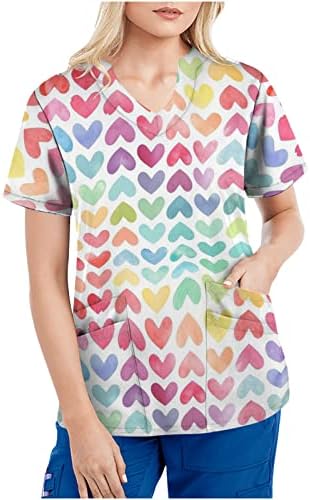 TIY Dye Trabalho esfolia blusas mulheres de manga curta gradiente de decote de decote arco -íris geometria floral meninas adolescentes