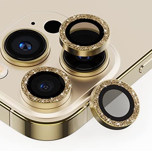 Optodir Tech iPhone 14 Pro Max Camera Lens Protector - Glitter - Color Gold