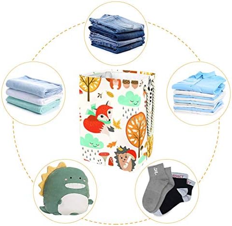 Inomer Fox, ouriço, nuvem e árvore 300D Oxford PVC Roupas à prova d'água cesto de roupa grande para cobertores Toys de roupas no quarto